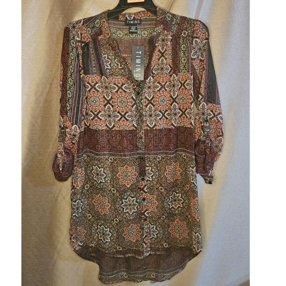 Timing, Red, Ochre, Black, White, Copper, Top, Size: M